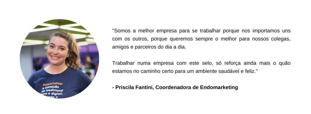 Colaboradora da Captei falando sobre porque a Captei é a melhor empresa para se trabalhar.